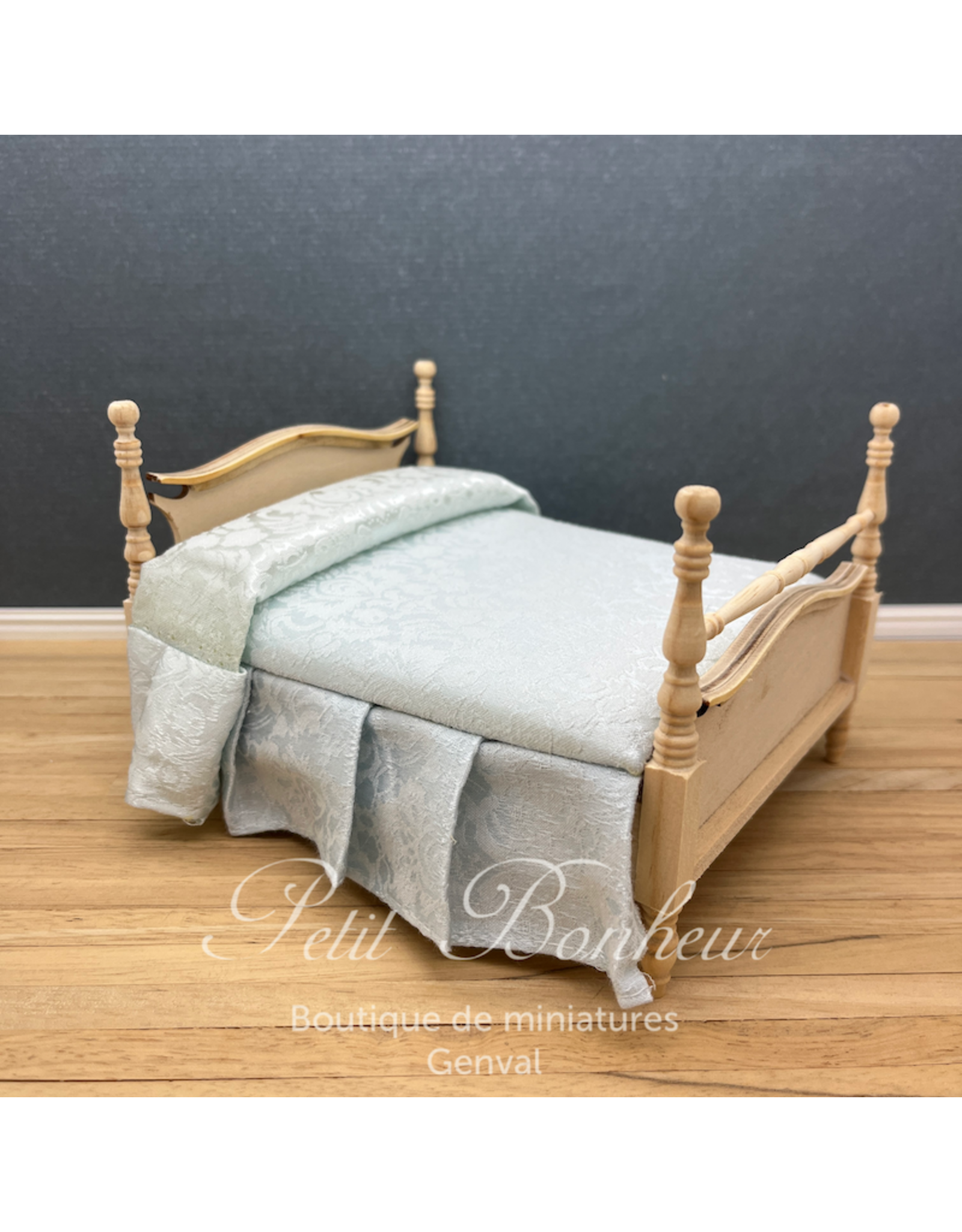 Lit double non peint miniature 1:12