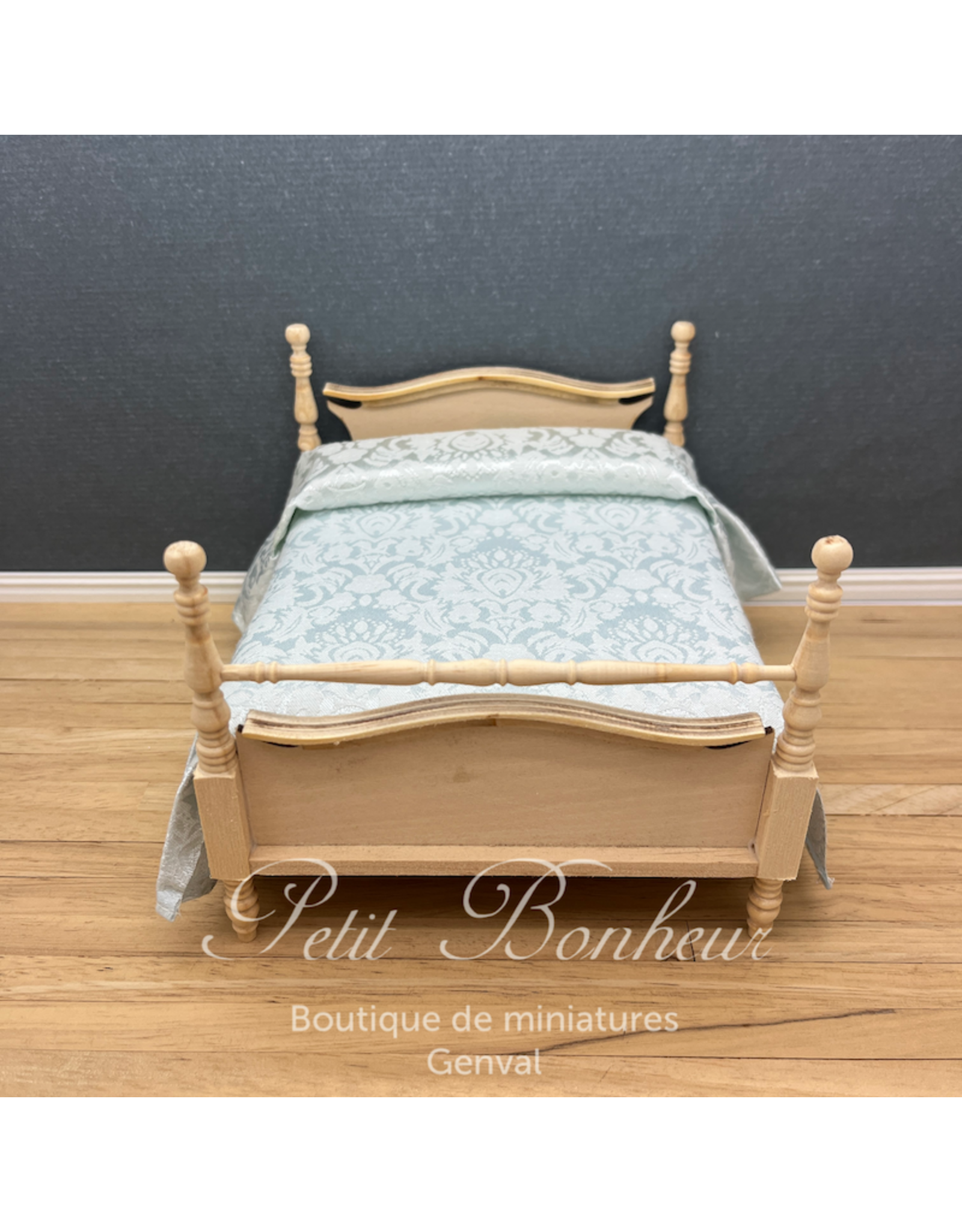 Lit double non peint miniature 1:12