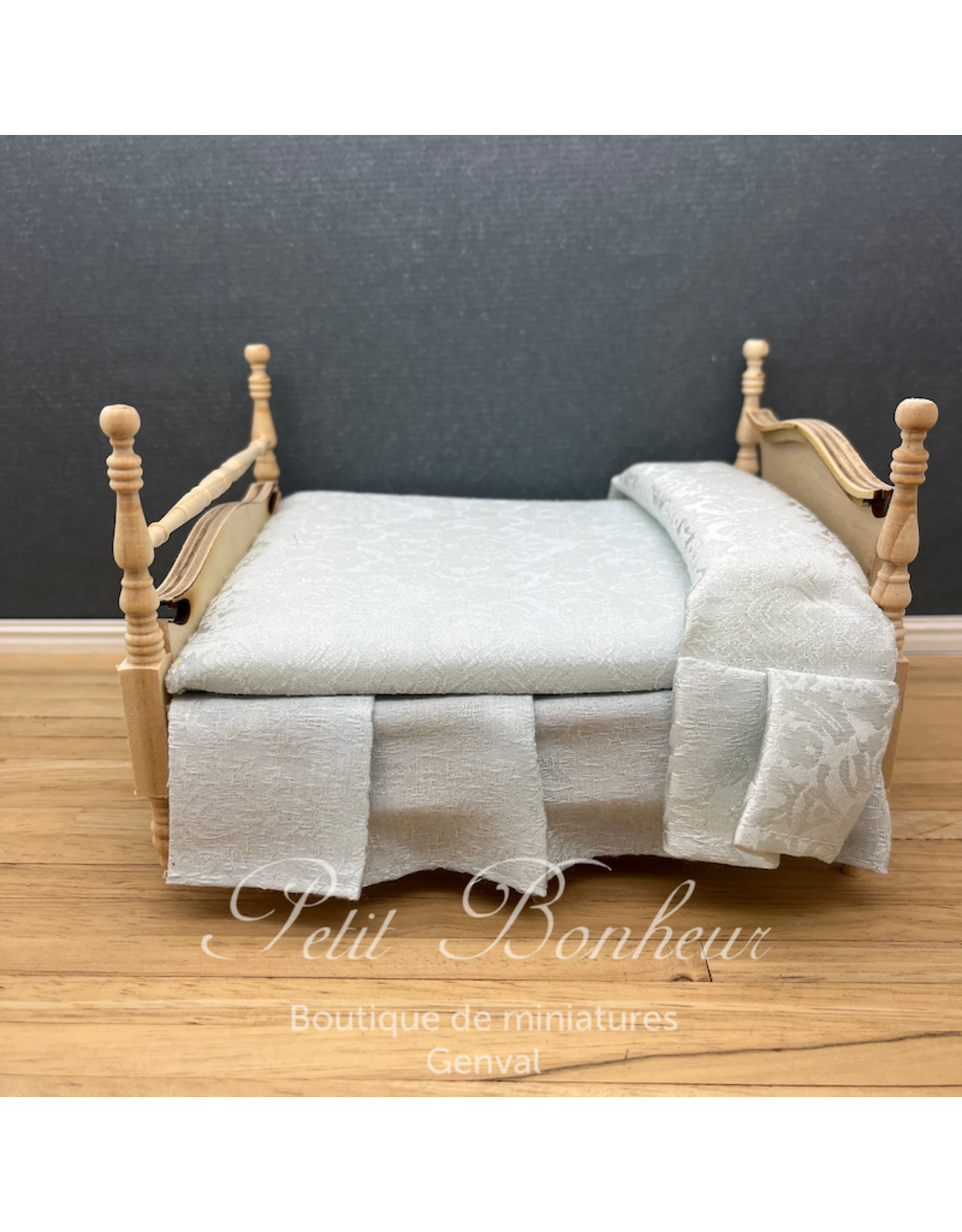 Lit double non peint miniature 1:12