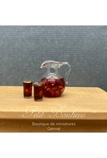 Town Square Miniatures Cruche de thé glacé avec 2 verres (miniature 1/12)