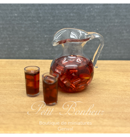 Town Square Miniatures Cruche de thé glacé avec 2 verres (miniature 1/12)