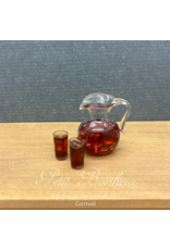 Town Square Miniatures Cruche de thé glacé avec 2 verres (miniature 1/12)