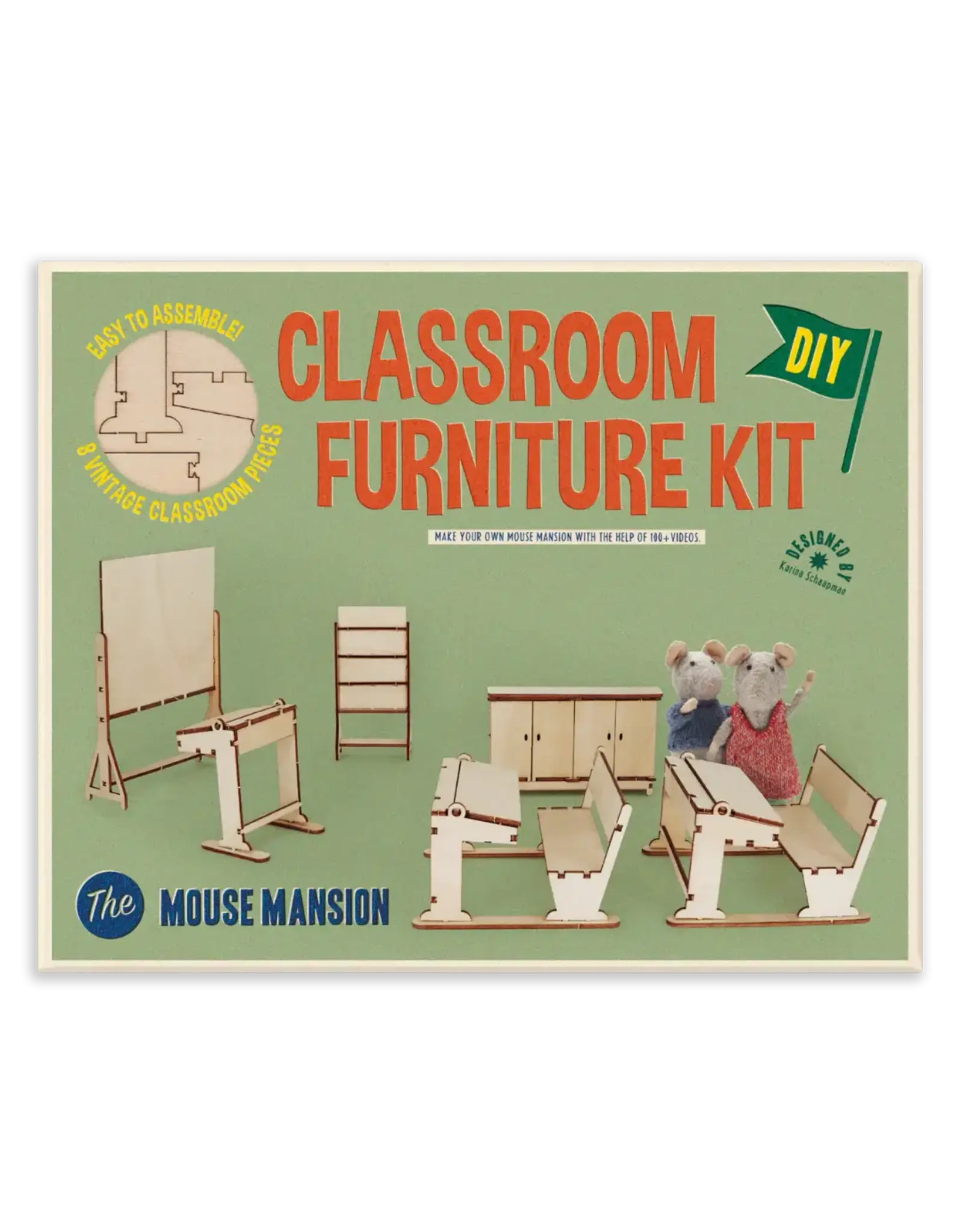 The Mouse Mansion Kit meubles école maison de souris à assembler – salle de classe miniature en bois