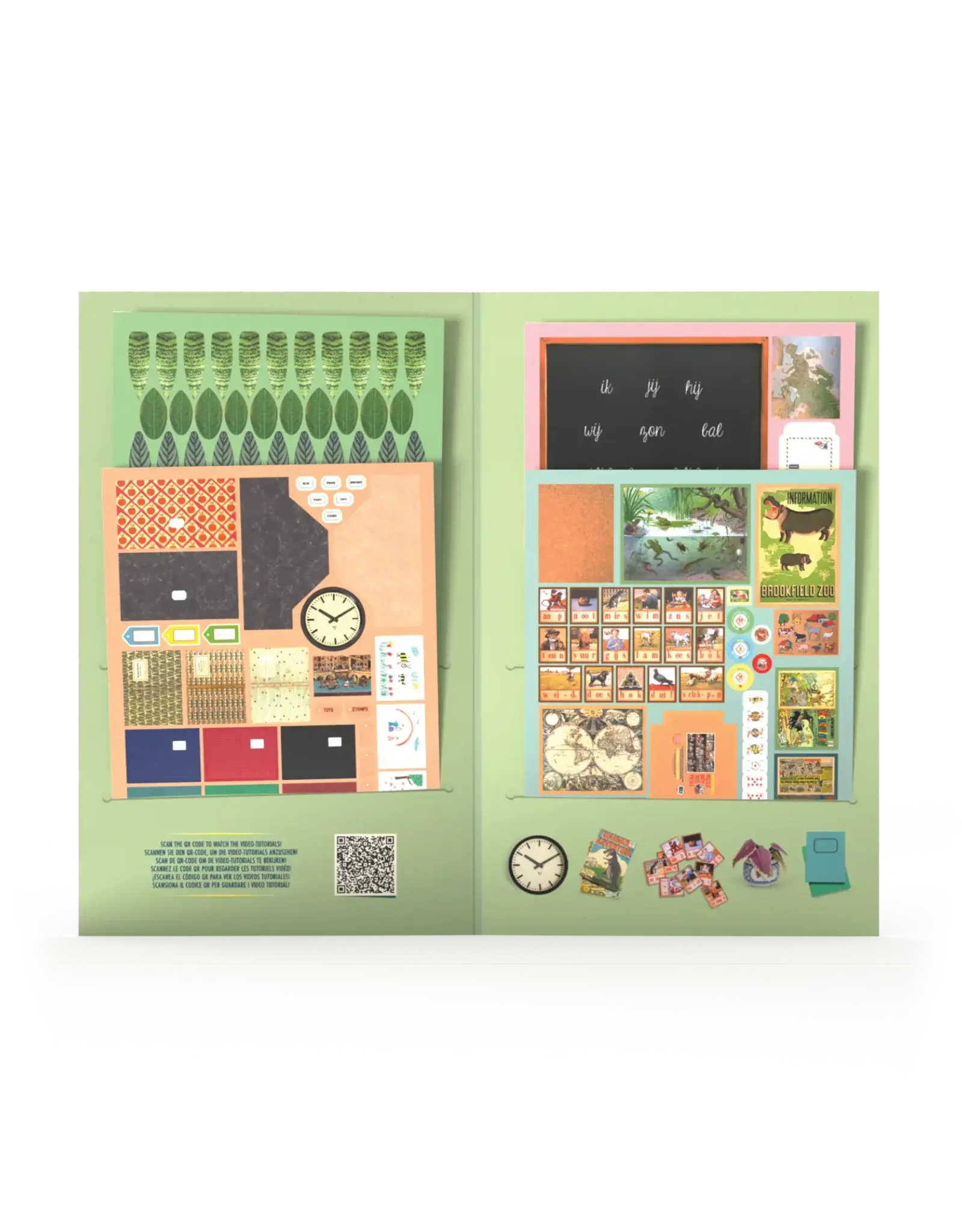 The Mouse Mansion Feuilles décoratives classe maison de souris 1:12 – accessoires miniatures en papier à créer