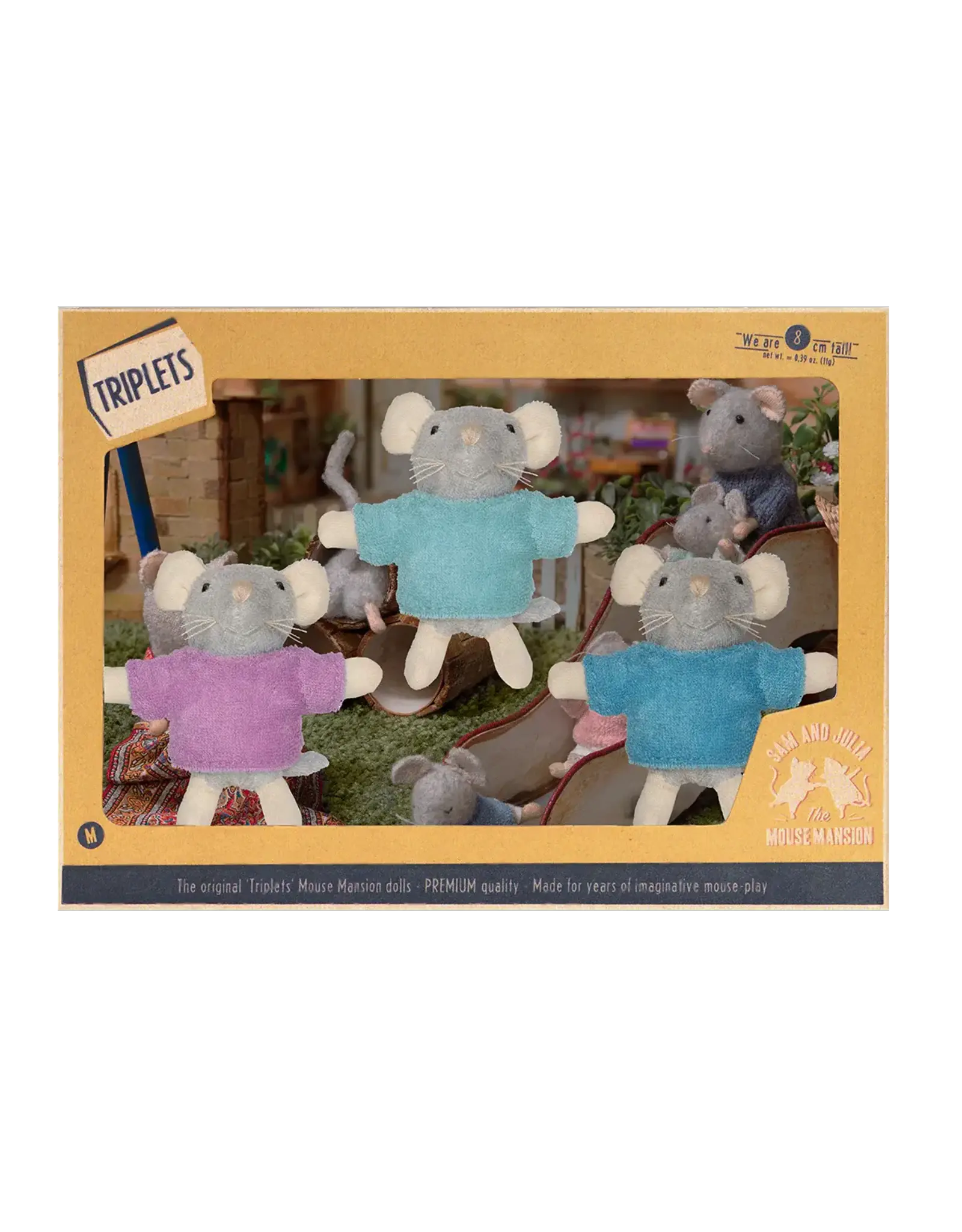 The Mouse Mansion Souris en peluche trio maison de souris – petits personnages miniatures doux et ludiques