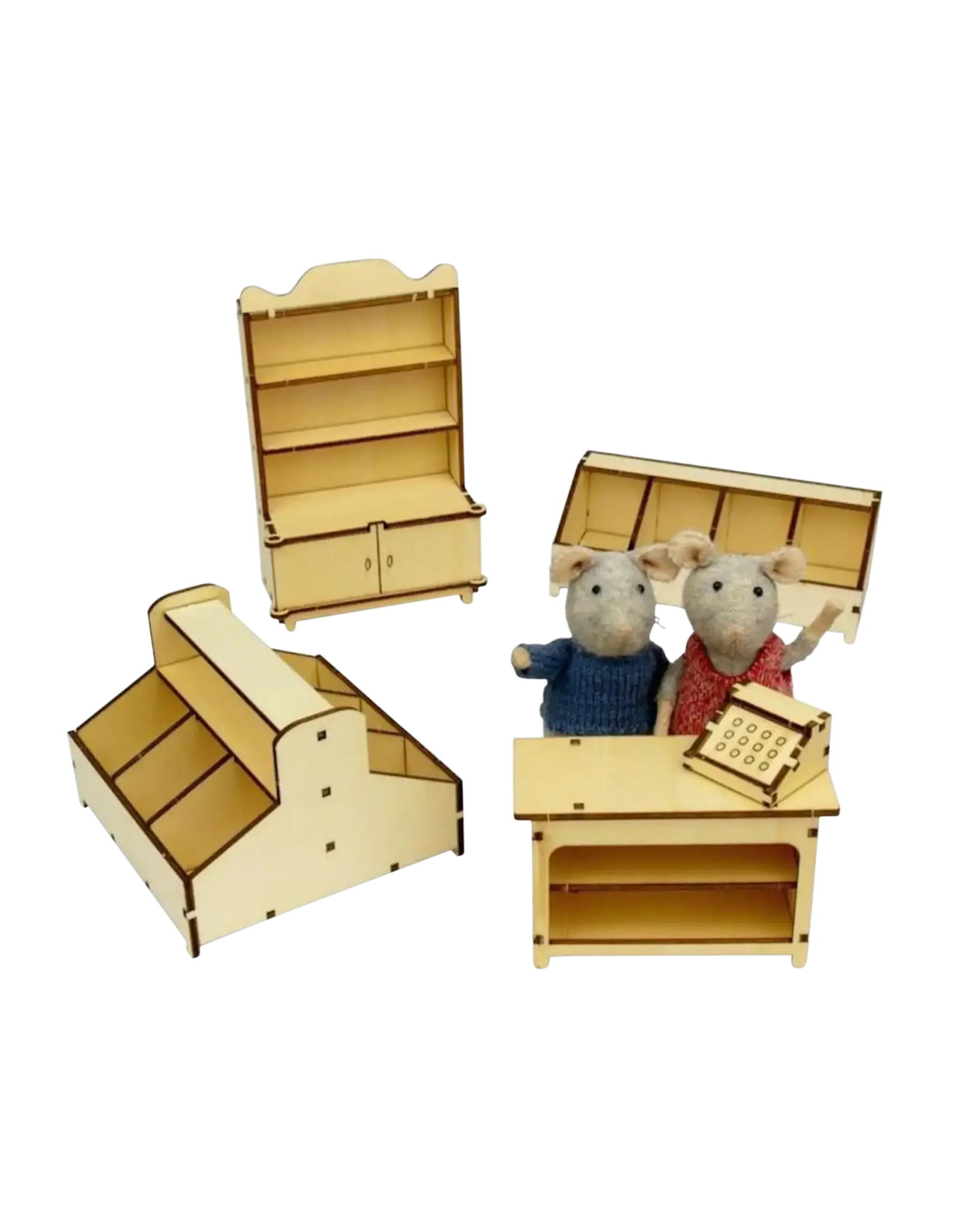 The Mouse Mansion Kit meubles boutique maison de souris à assembler – univers miniature créatif en bois sans plastique