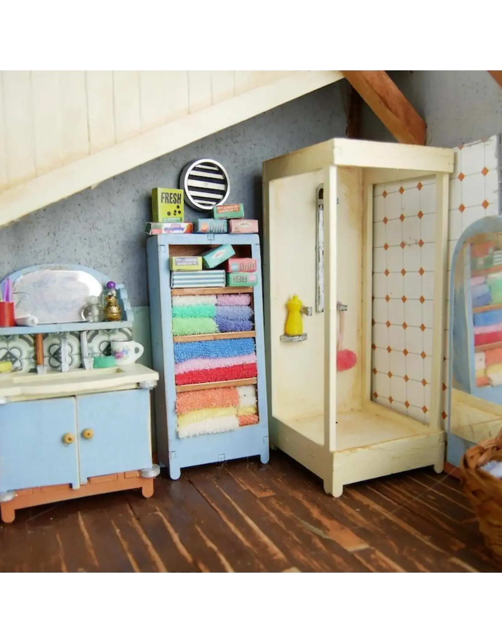 The Mouse Mansion Kit meubles salle de bain maison de souris à assembler – univers miniature créatif en bois (Échelle 1:12)