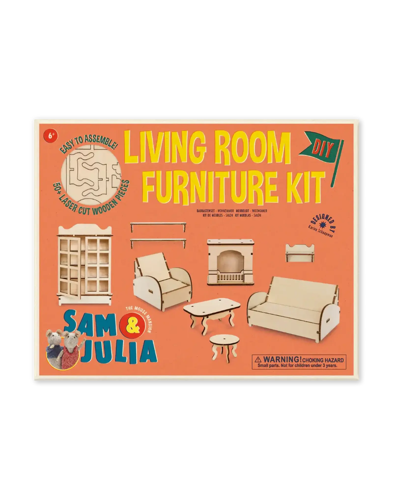 The Mouse Mansion Kit meubles salon maison de souris à assembler – univers miniature créatif en bois sans plastique (Échelle 1:12)