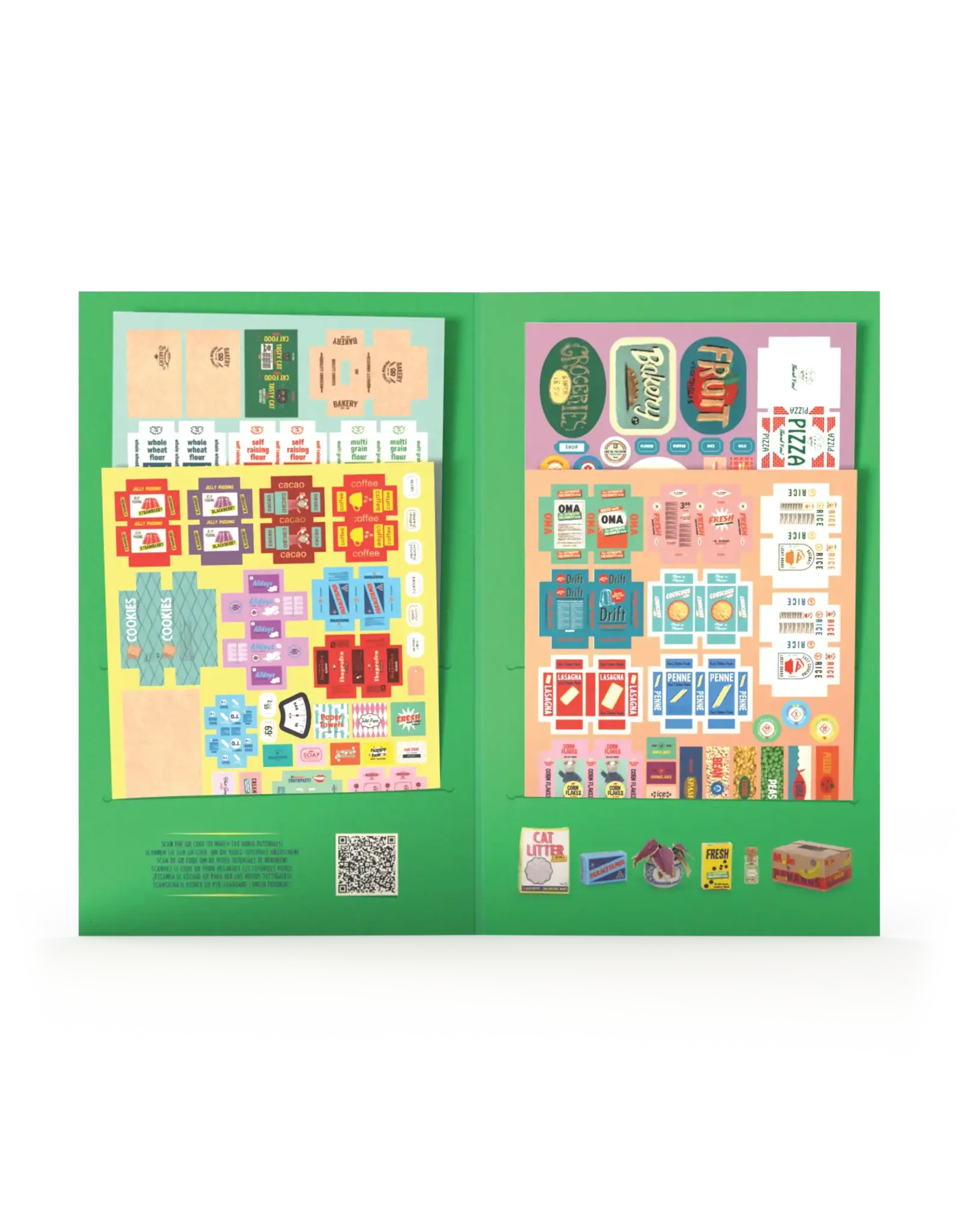 The Mouse Mansion Feuilles décoratives boutique maison de souris 1:12 – accessoires miniatures en papier à créer