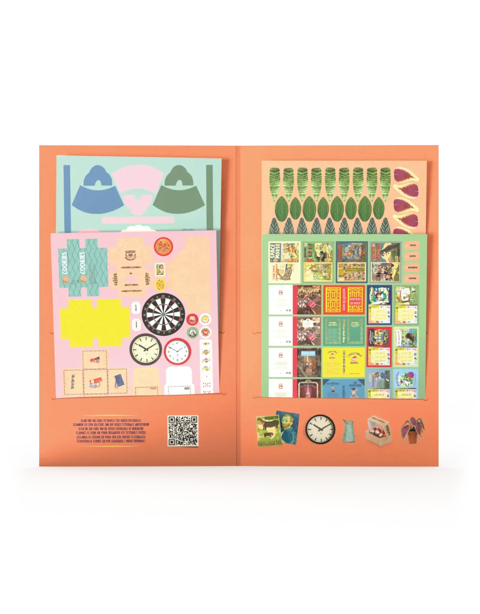 The Mouse Mansion Feuilles décoratives salon maison de souris 1:12 – accessoires miniatures en papier à créer