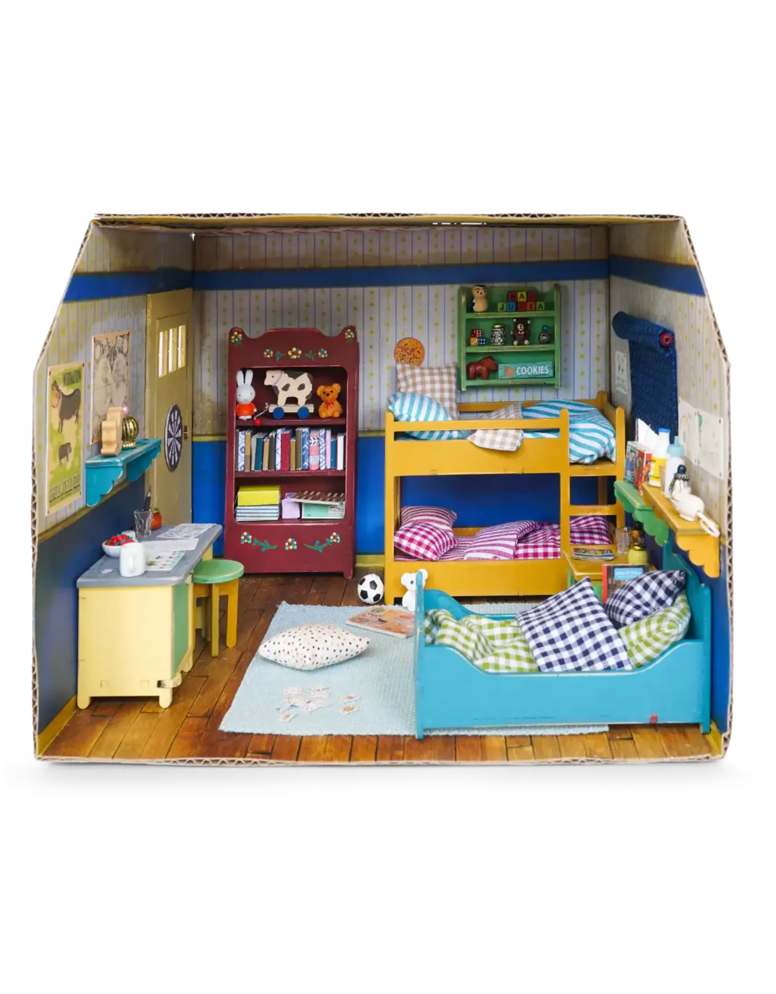 The Mouse Mansion Chambre d’enfants maison de souris en carton 1:12 à assembler – pièce miniature décorée (26 cm)