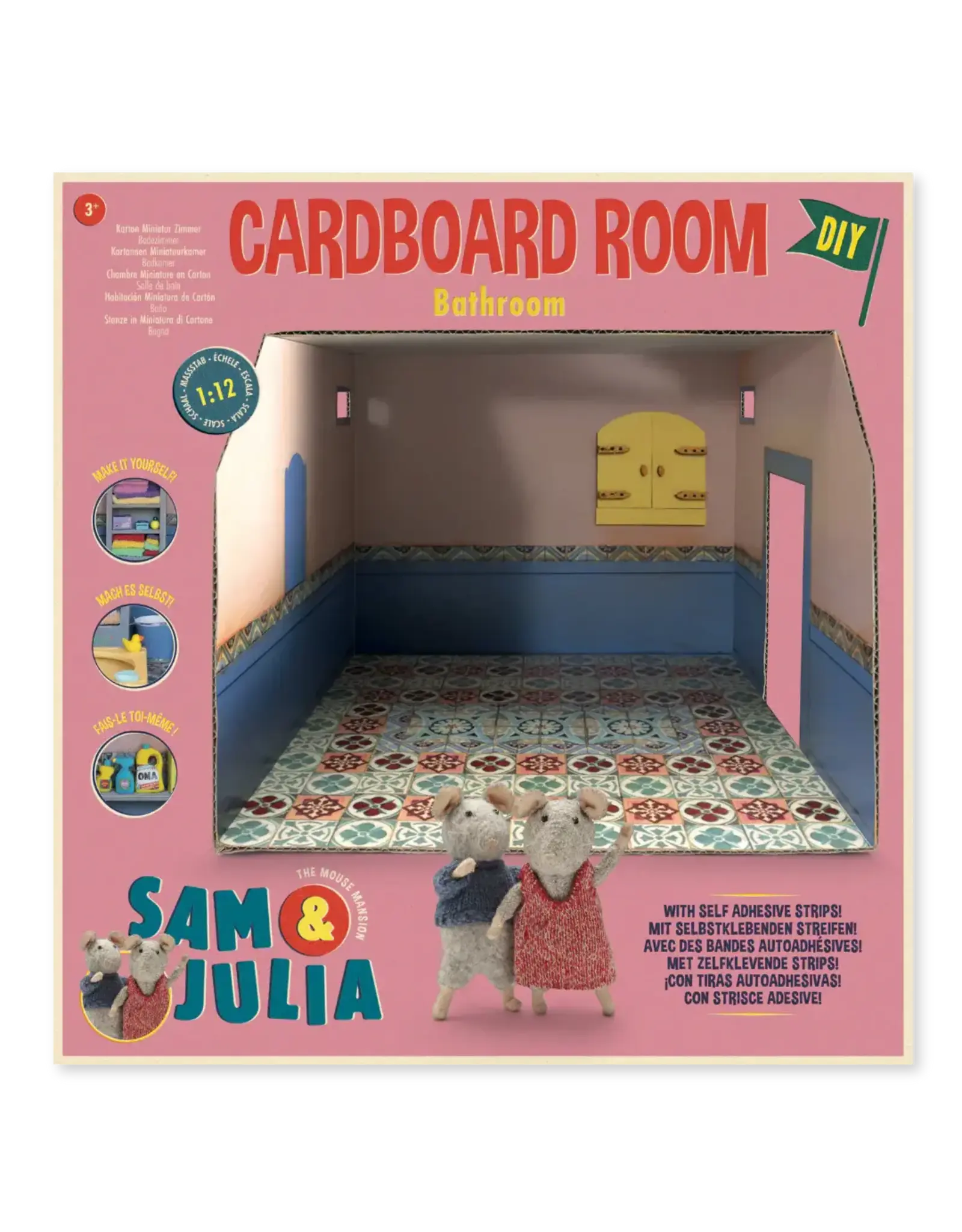 The Mouse Mansion Salle de bain maison de souris en carton 1:12 à assembler – pièce miniature décorée (26 cm)