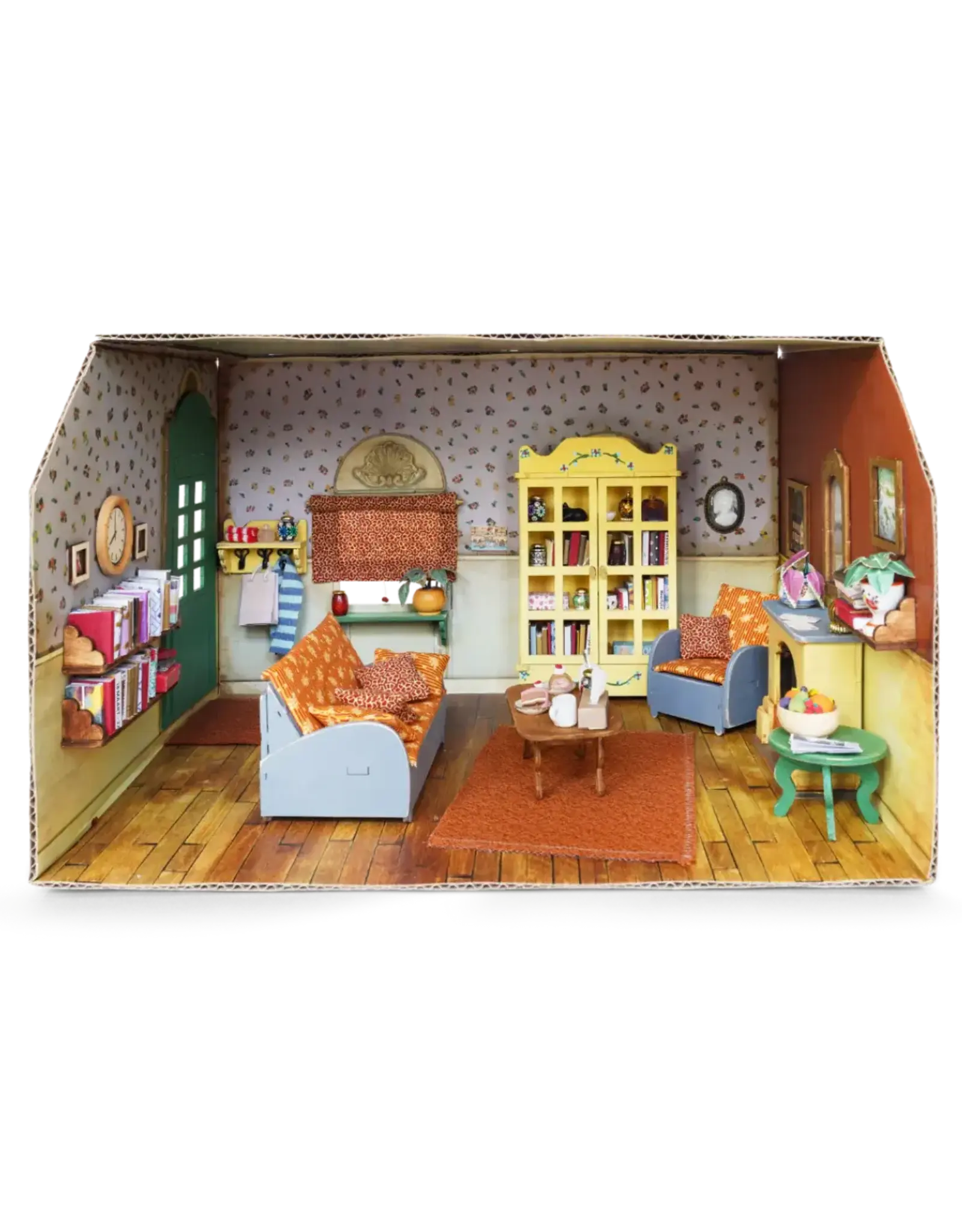 The Mouse Mansion Pièce maison de souris en carton 1:12 à assembler – chambre miniature décorée grand format (33 cm)