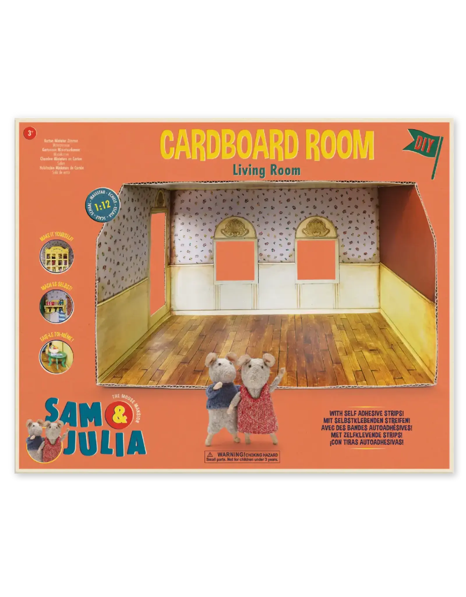 The Mouse Mansion Pièce maison de souris en carton 1:12 à assembler – chambre miniature décorée grand format (33 cm)