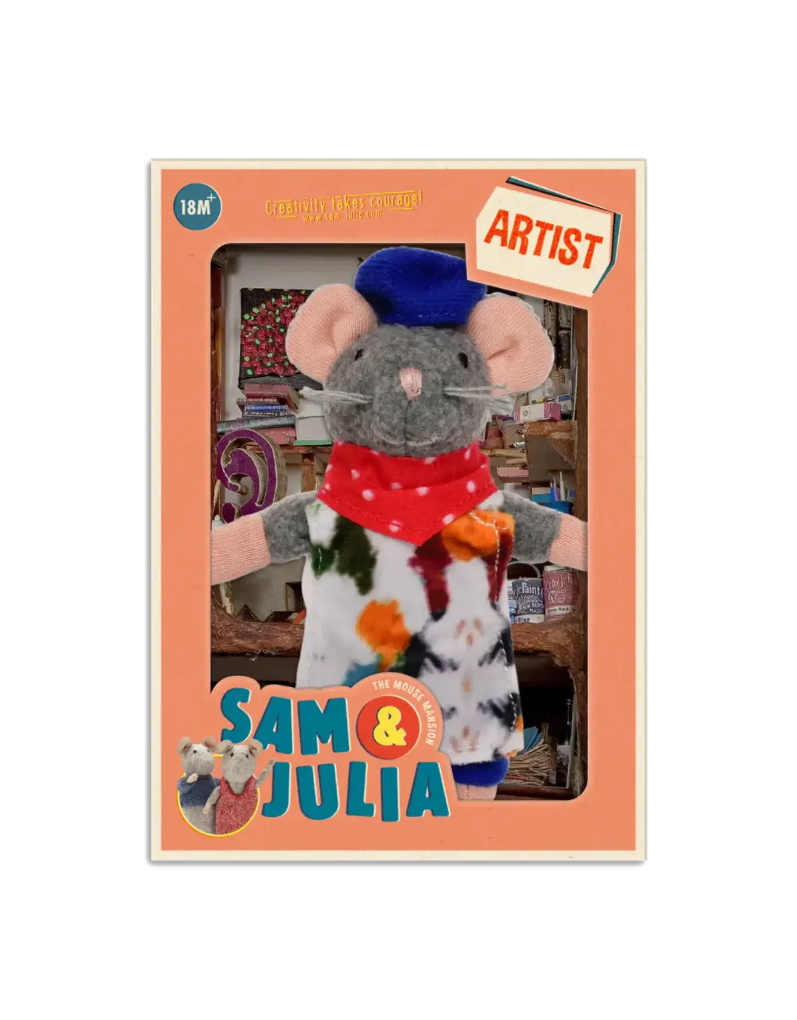 The Mouse Mansion Souris en peluche artiste maison de souris – personnage miniature créatif et attachant (12 cm)