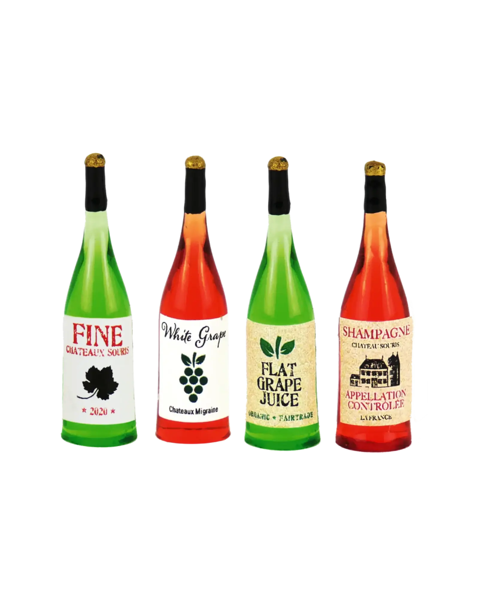 The Mouse Mansion Mini accessoires maison de souris 1:12 – bouteilles de boissons miniatures