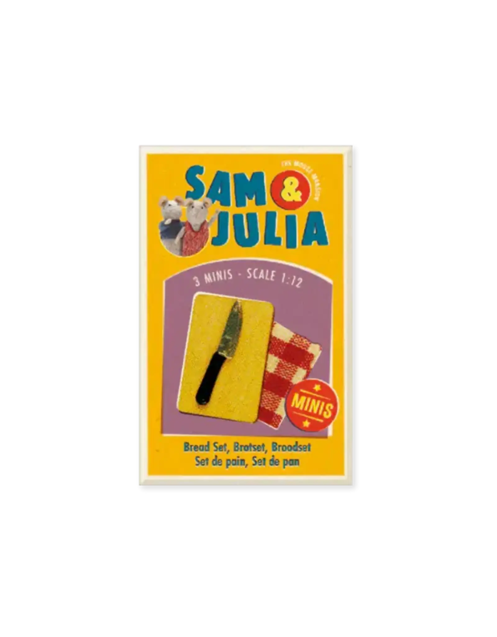 The Mouse Mansion Mini accessoires maison de souris 1:12 – set pain miniature avec planche, couteau et torchon