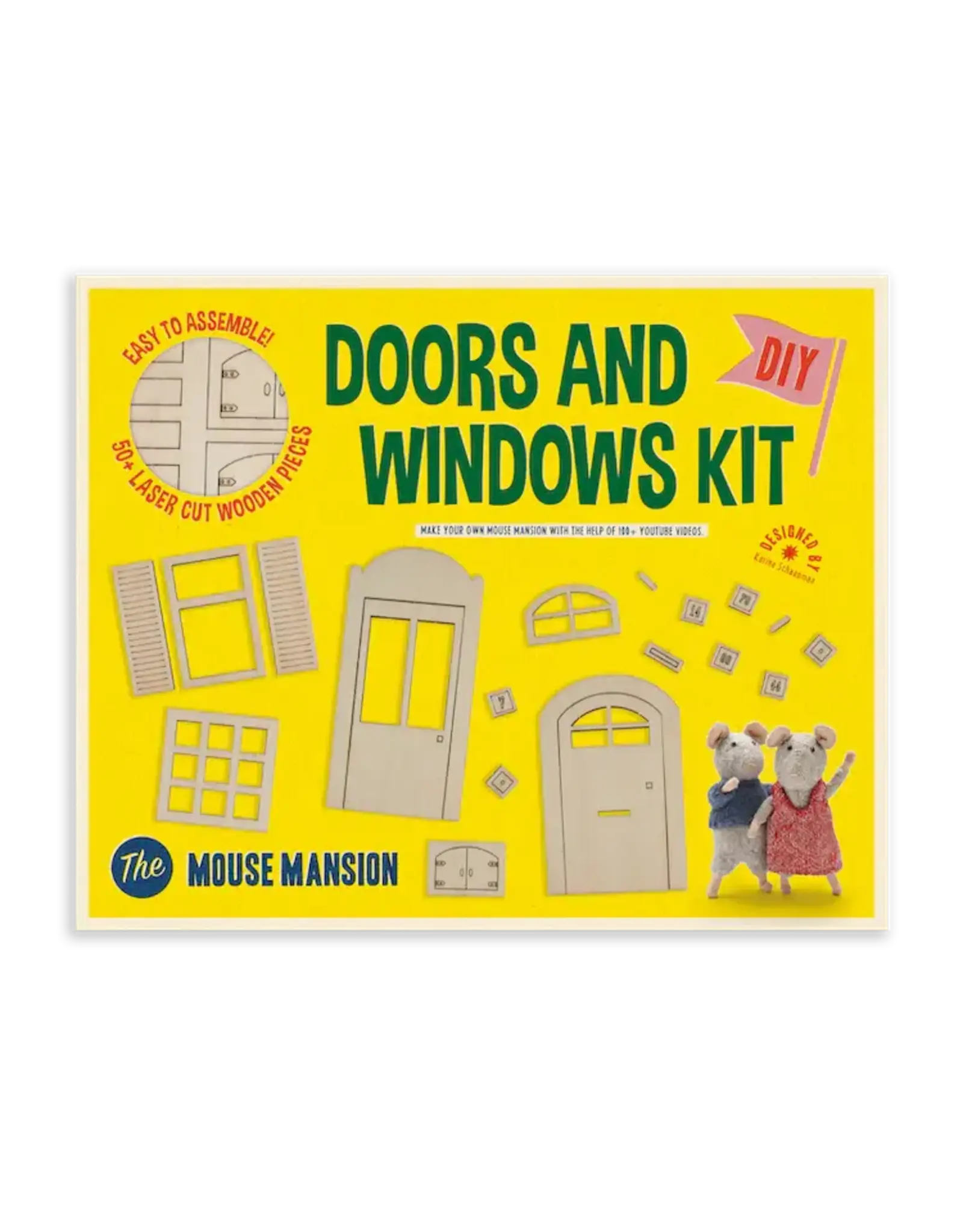 The Mouse Mansion Kit fenêtres et portes maison de souris à assembler – éléments miniatures en bois à personnaliser