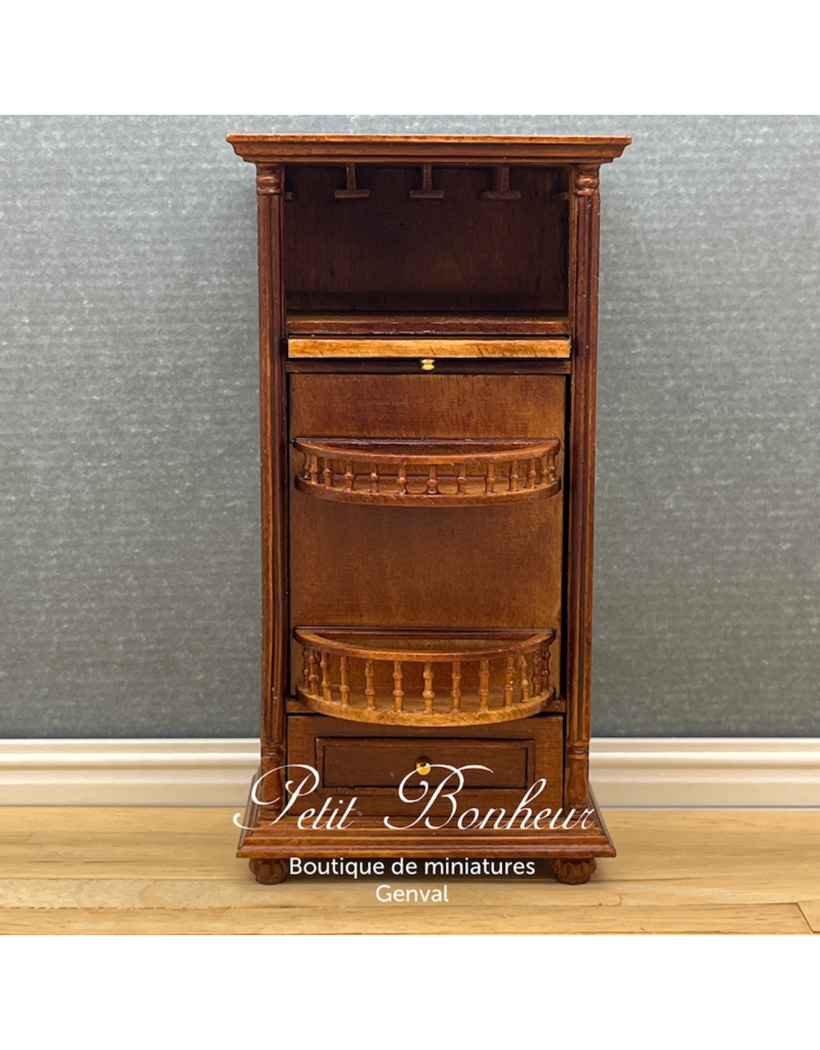 Bar pivotant Louis Philippe noyer (1/12) (miniatures non comprises)