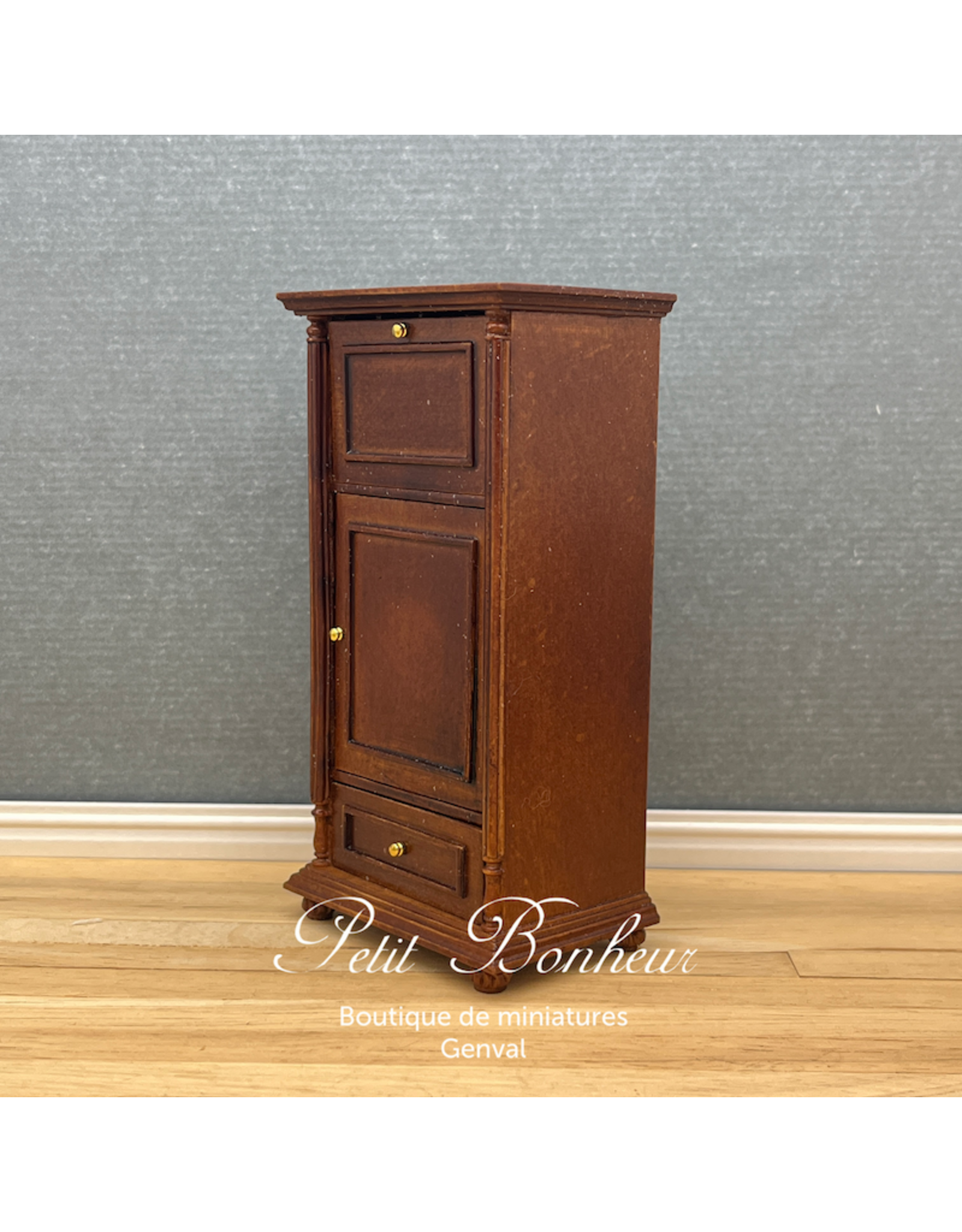 Bar pivotant Louis Philippe noyer (1/12) (miniatures non comprises)