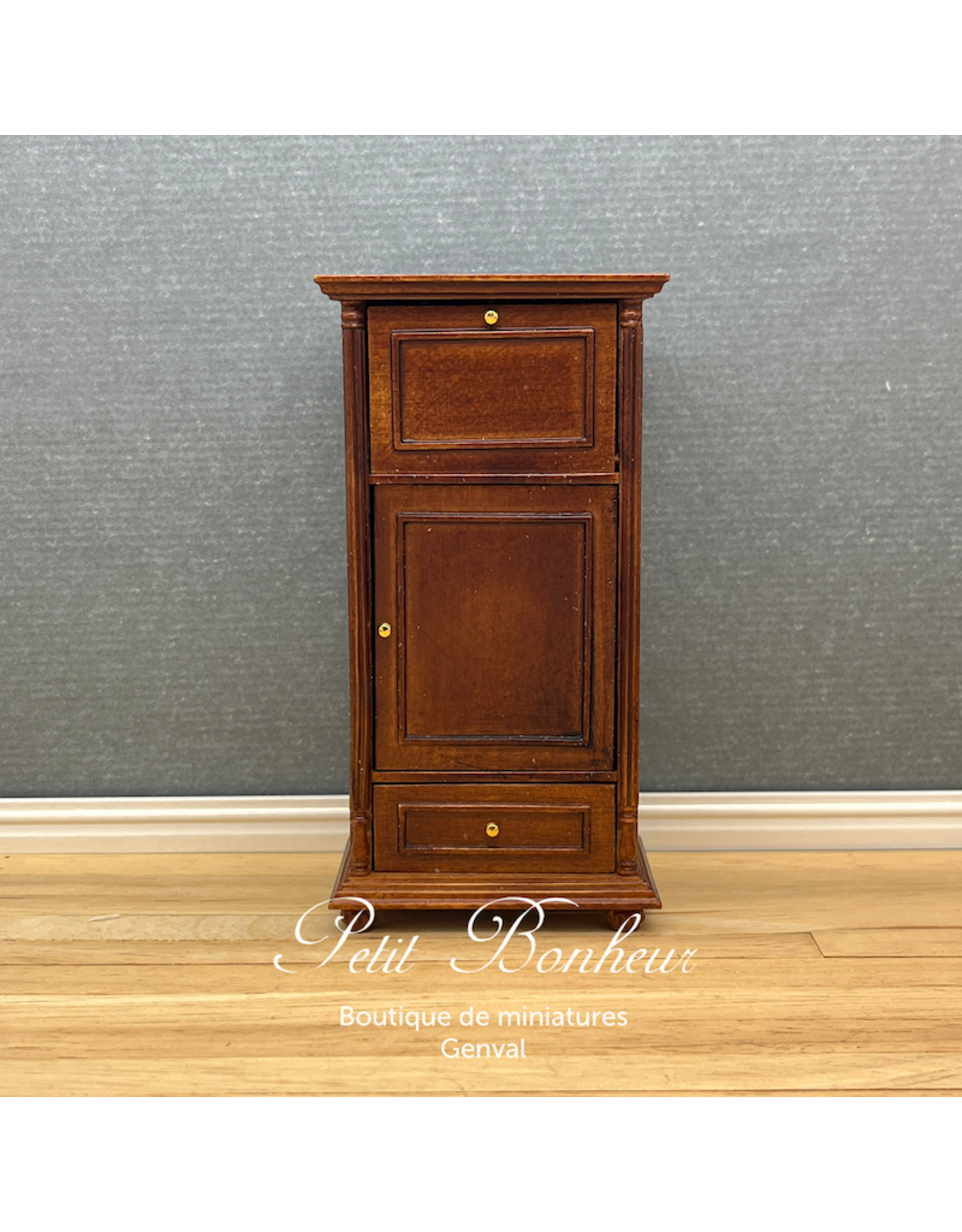 Bar pivotant Louis Philippe noyer (1/12) (miniatures non comprises)