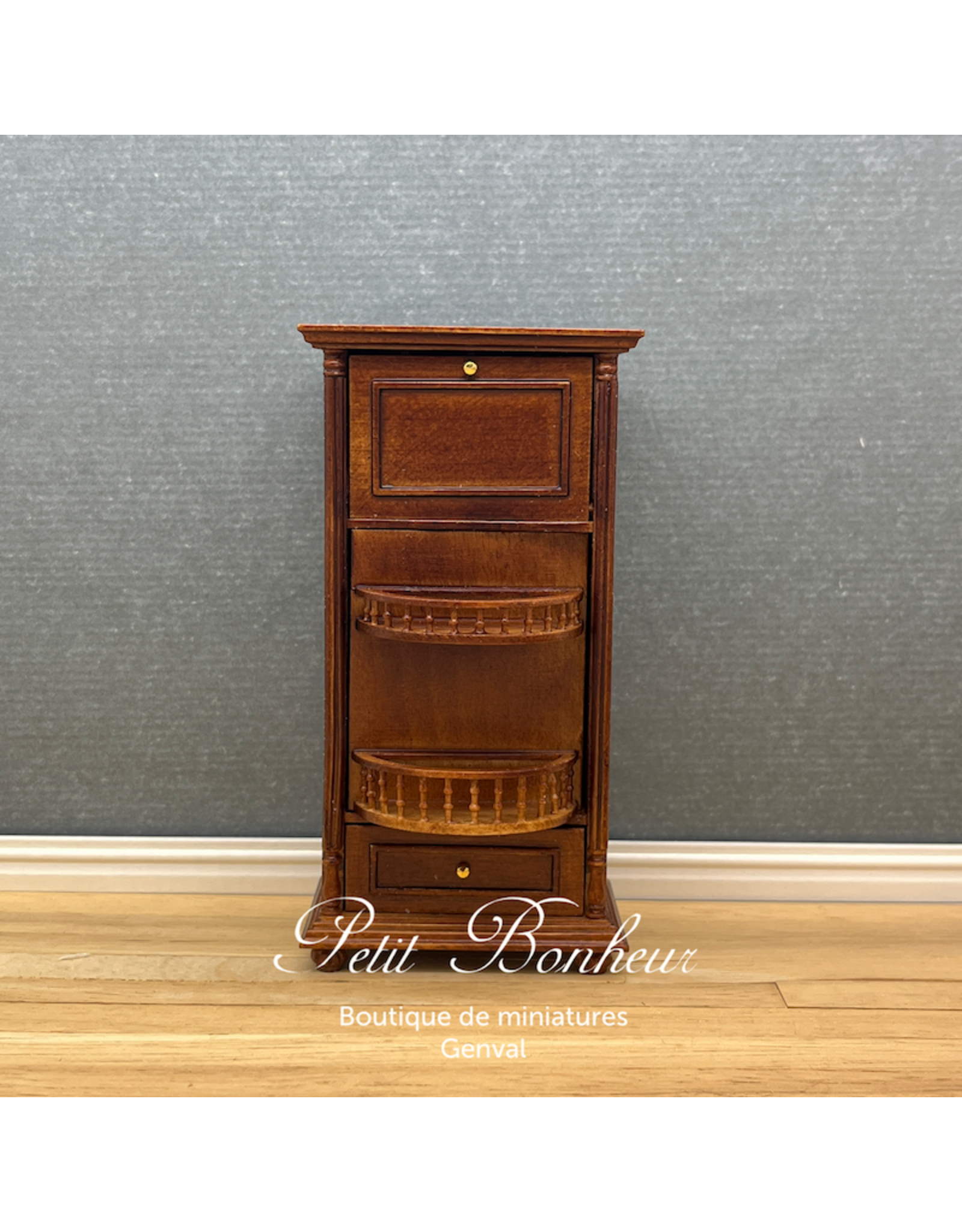 Bar pivotant Louis Philippe noyer (1/12) (miniatures non comprises)