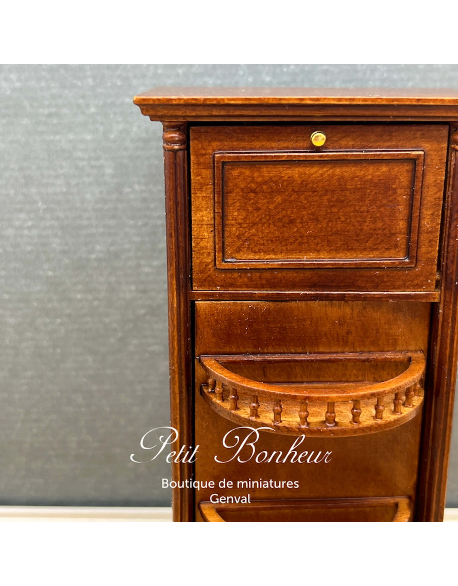 Bar pivotant Louis Philippe noyer (1/12) (miniatures non comprises)