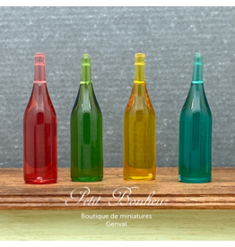 4 bouteilles miniatures colorées