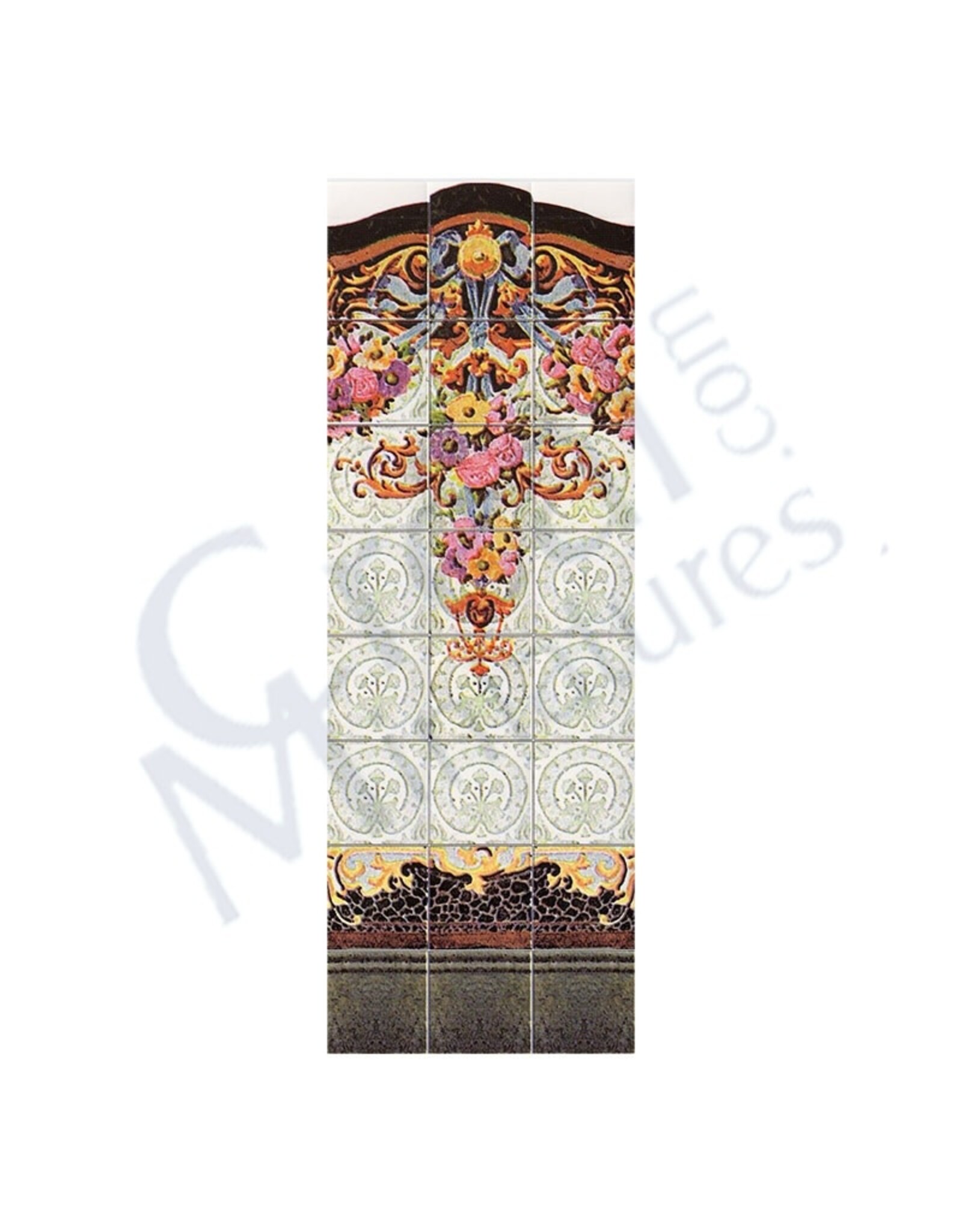 Carrelage mural fresque fleurie  27x13cm