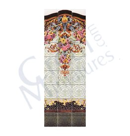 Carrelage mural fresque fleurie  27x13cm