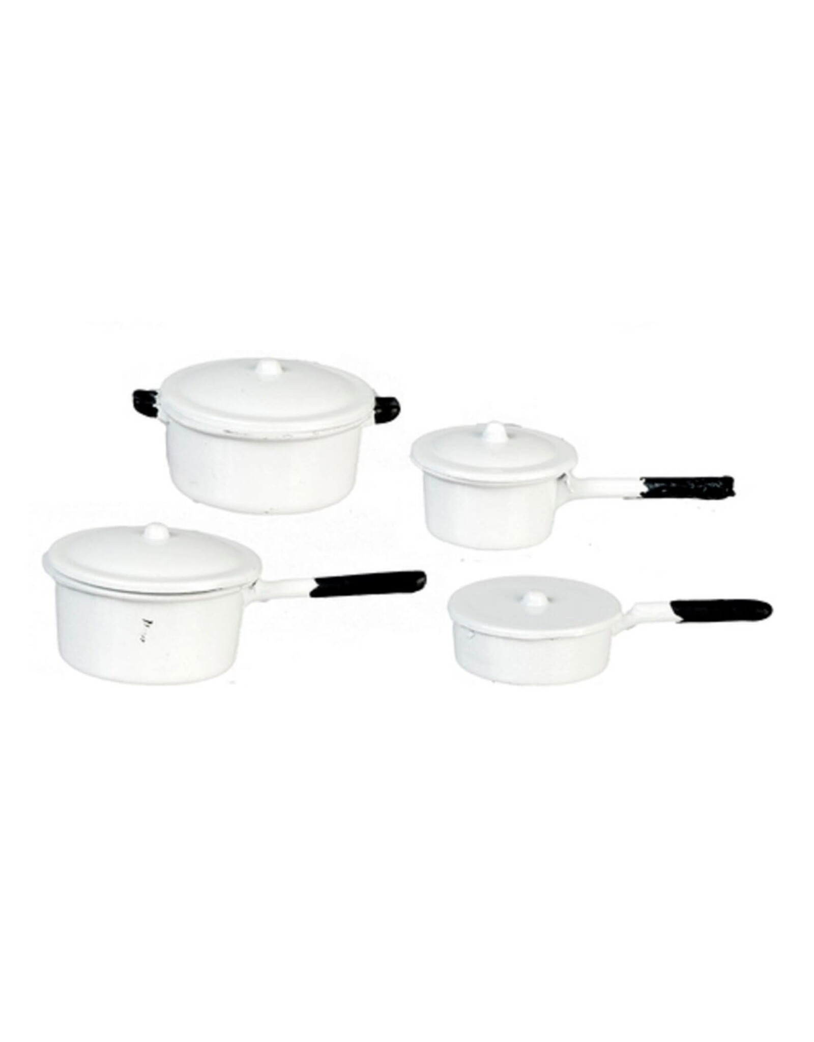 Ensemble de casseroles et poêlons blancs  miniature 1:12