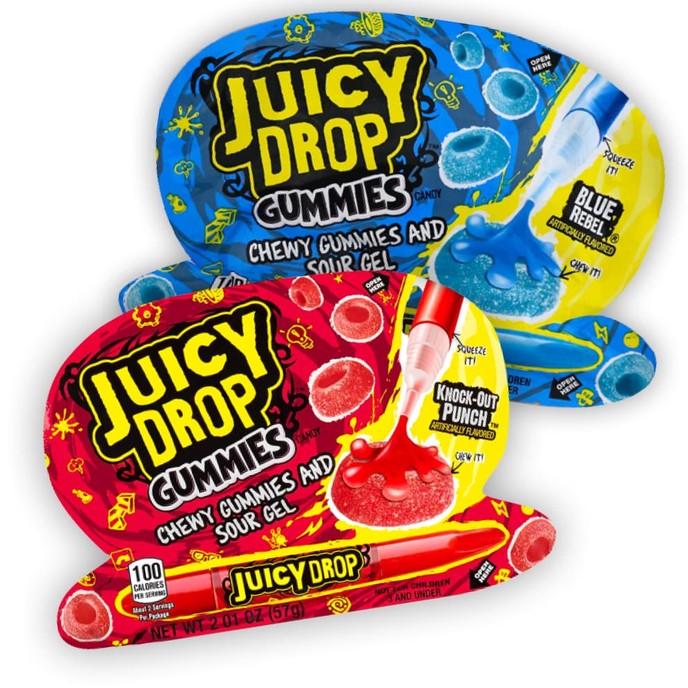 Bazooka Juicy Drop Gummies 57g Strawberry or Raspberry Akiba