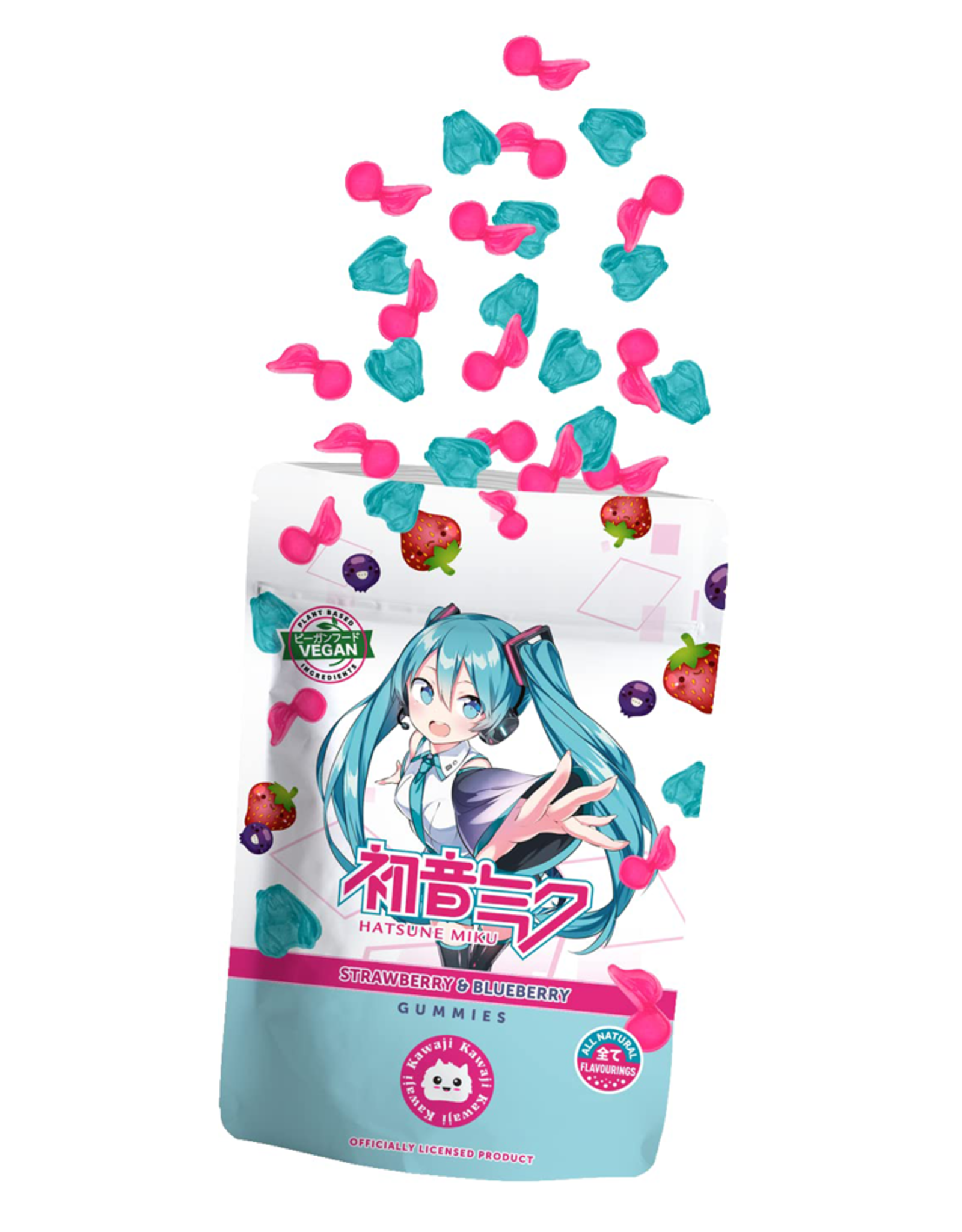 Hatsune Miku Gummies - Strawberry & Blueberry Flavor - Vegan - 125g