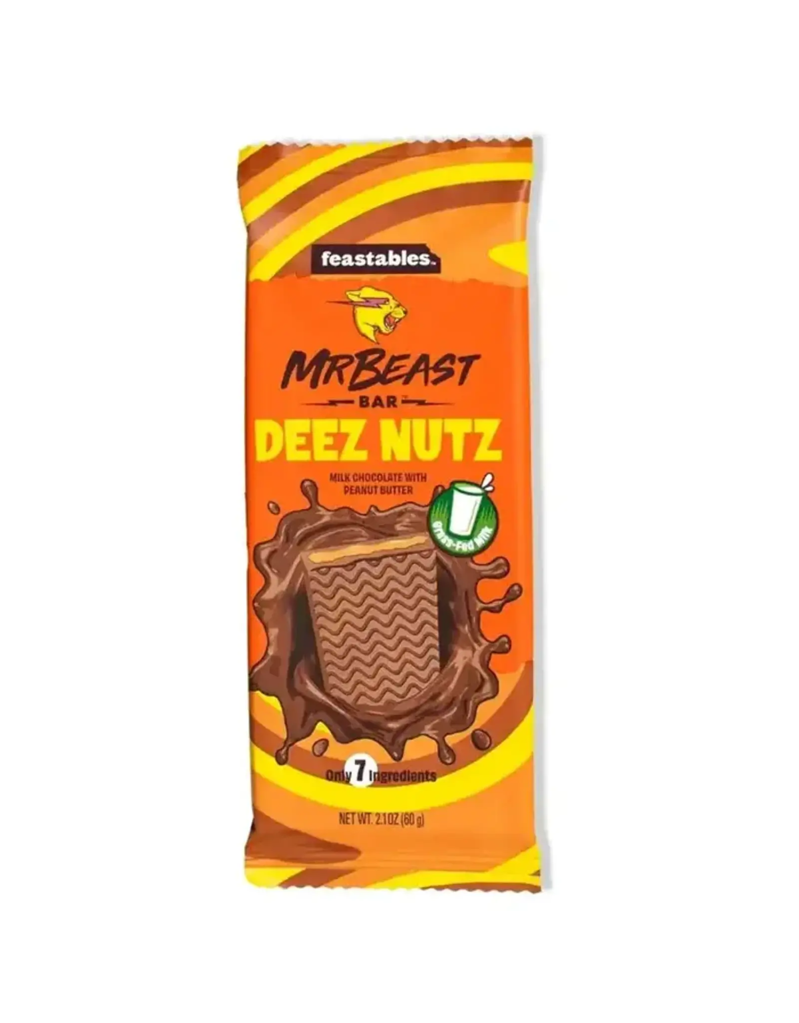 Mr Beast Feastables Chocolate Bar -  Deez Nuts Milk Chocolate With Peanut Butter - 60g