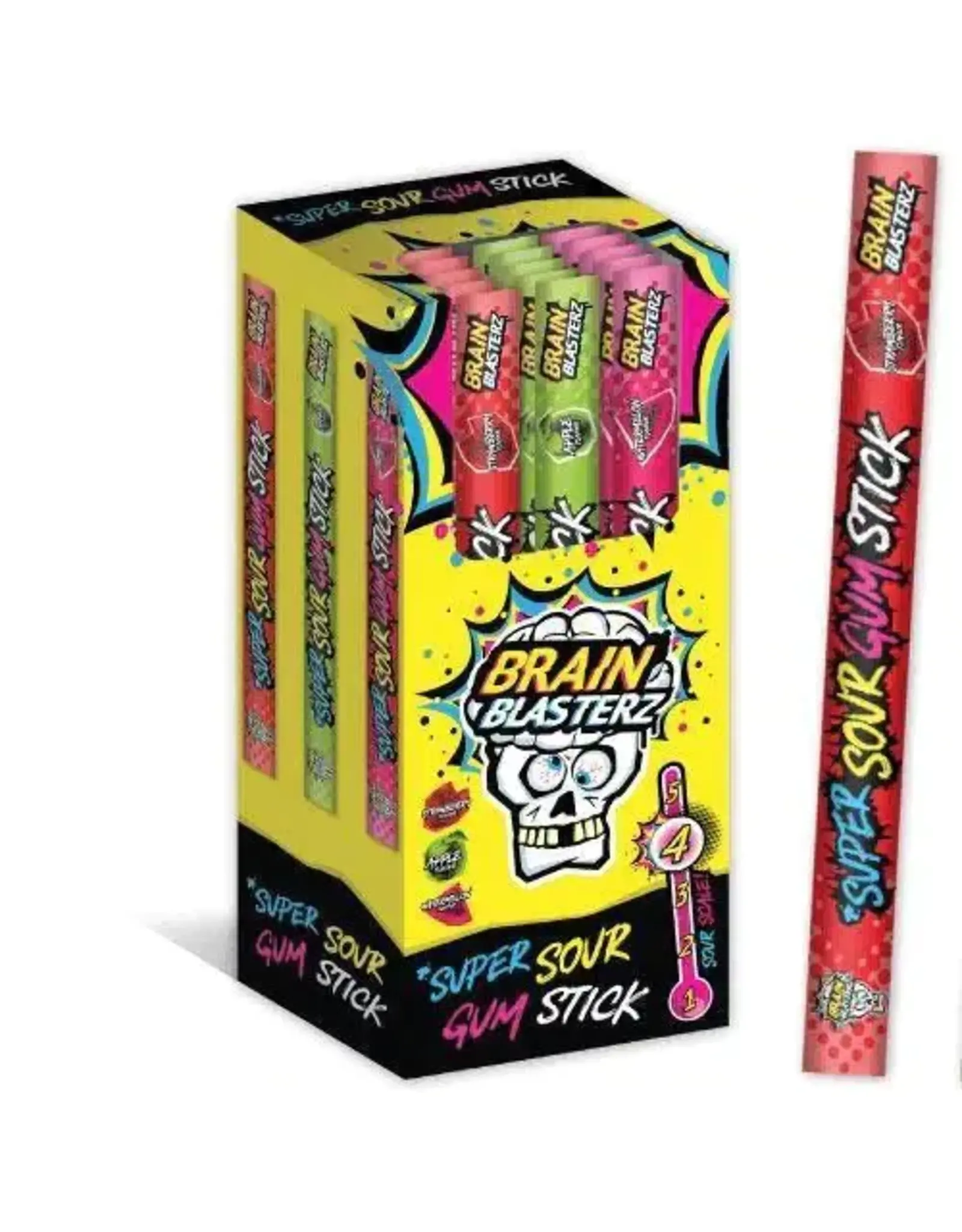 Brain Blasterz - Super Sour Gum Stick (Strawberry, Apple or Watermelon Flavour) - 22g