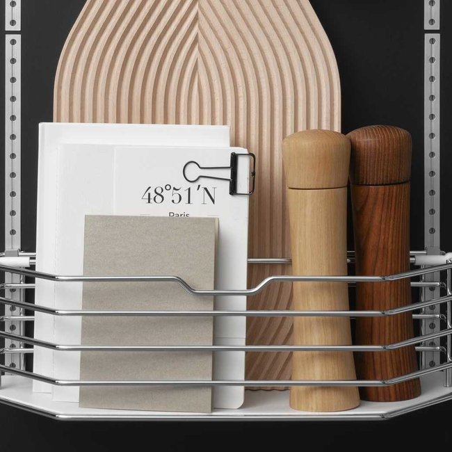 SieMatic MultiMatic Voorraadkorf chroom. Geschikt voor 45-60 cm brede deuren.