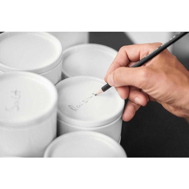 SieMatic Houder, uitvoering: hout voorzien van 3 voorraadbussen middelhoog model in porselein