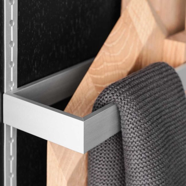 SieMatic MultiMatic houder voor voorraadbakje aluminium, 37 cm breed, ook te gebruiken als handdoek of droogdoek houder