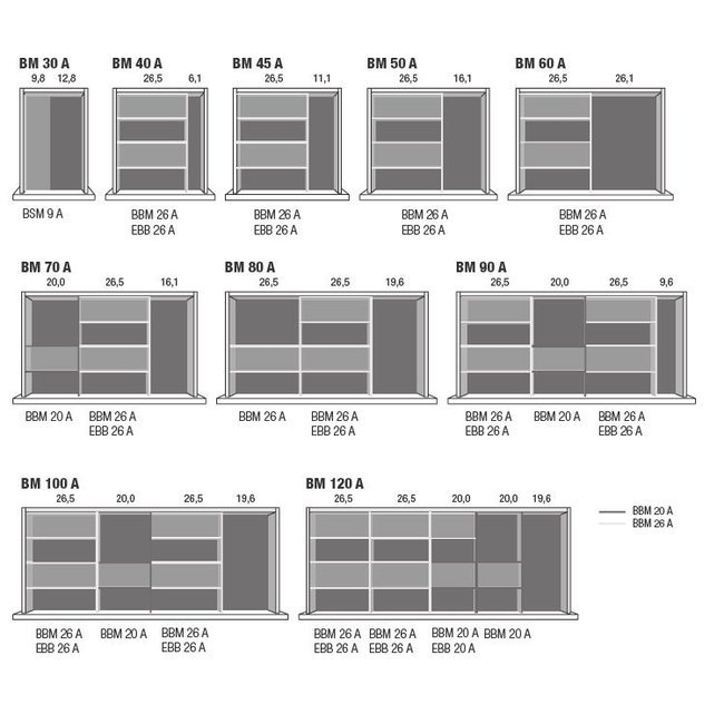 SieMatic Bestekinzet aluminium met Flock2Block. Passend in keukens vanaf 2014.  let op: Breedtemaat is kastbreedte, dus  buitenmaat van de kast