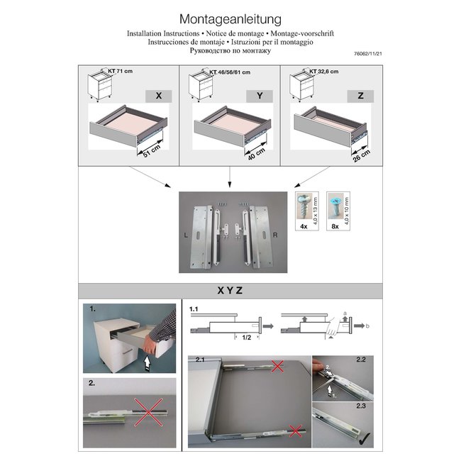 SieMatic Softclose ladedempers, 1 paar, t.b.v. SieMatic lades (modificatieset links en rechts) voor ladesysteem 2003-2014  Incl. duidelijk uitleg voor eenvoudige zelfmontage