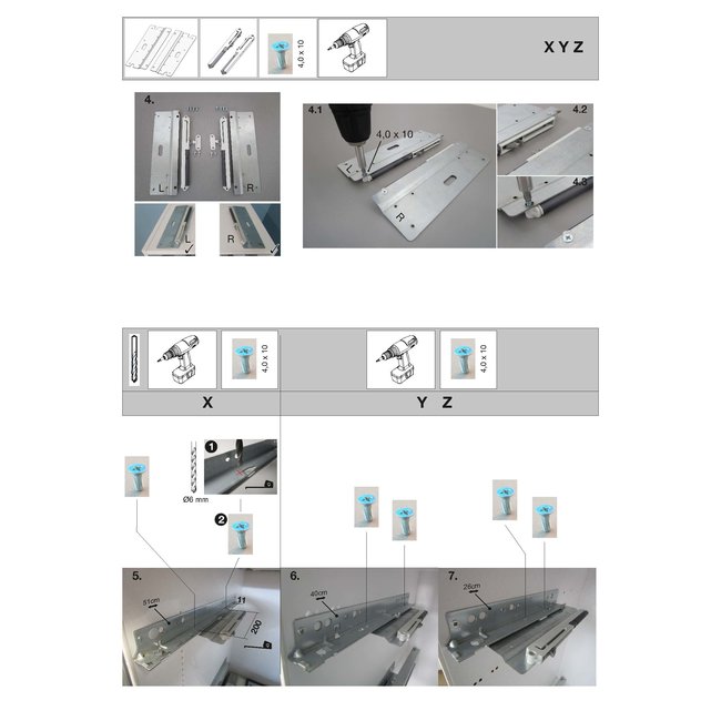 SieMatic Softclose ladedempers, 1 paar, t.b.v. SieMatic lades (modificatieset links en rechts) voor ladesysteem 2003-2014  Incl. duidelijk uitleg voor eenvoudige zelfmontage