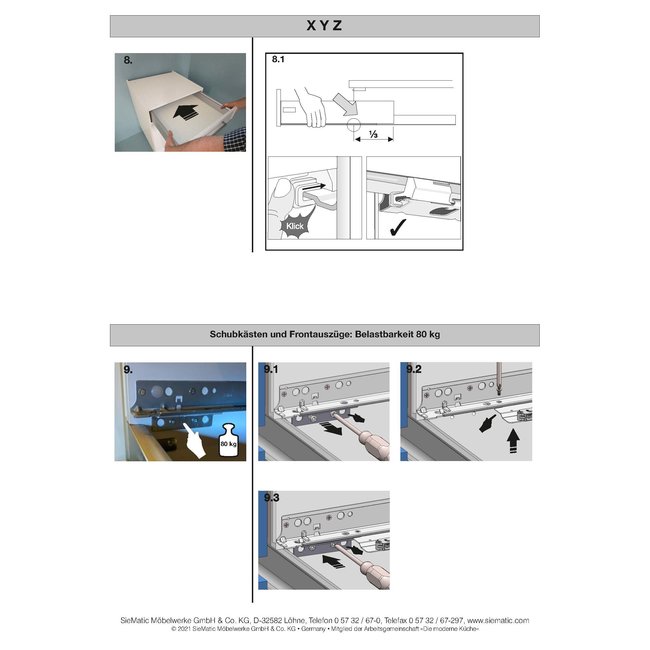 SieMatic Softclose ladedempers, 1 paar, t.b.v. SieMatic lades (modificatieset links en rechts) voor ladesysteem 2003-2014  Incl. duidelijk uitleg voor eenvoudige zelfmontage