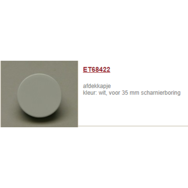 SieMatic Afdekdop wit kunststof voor boring rond 35mm