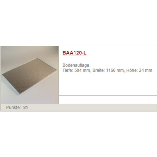 SieMatic aluminium inlegbodem voor onderkast 120cm