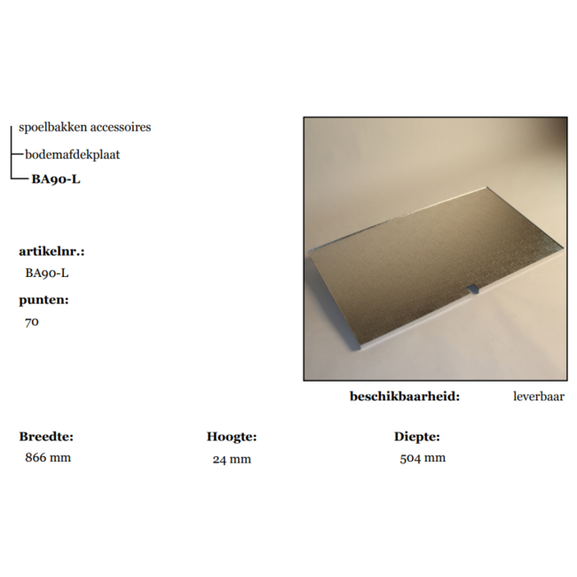 SieMatic aluminium inlegbodem voor onderkast 120cm