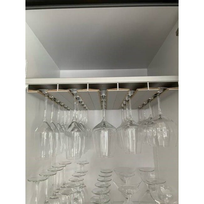 SieMatic Glashouder GHE2, aluminium/blank eiken, b=105mm, h=30mm, L =434mm