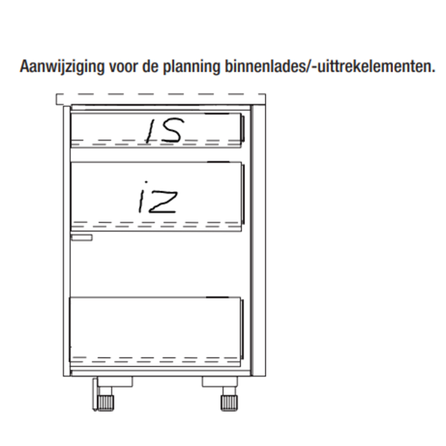 SieMatic Binnenlade IZ60, randhoogte 20cm  voor kastbreedte 60cm, diepte 50cm, incl. ladegeleiders.