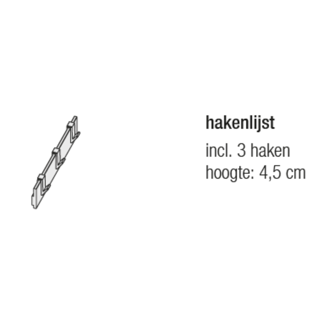 SieMatic MultiMatic hakenlijst aluminium, 37 cm breed