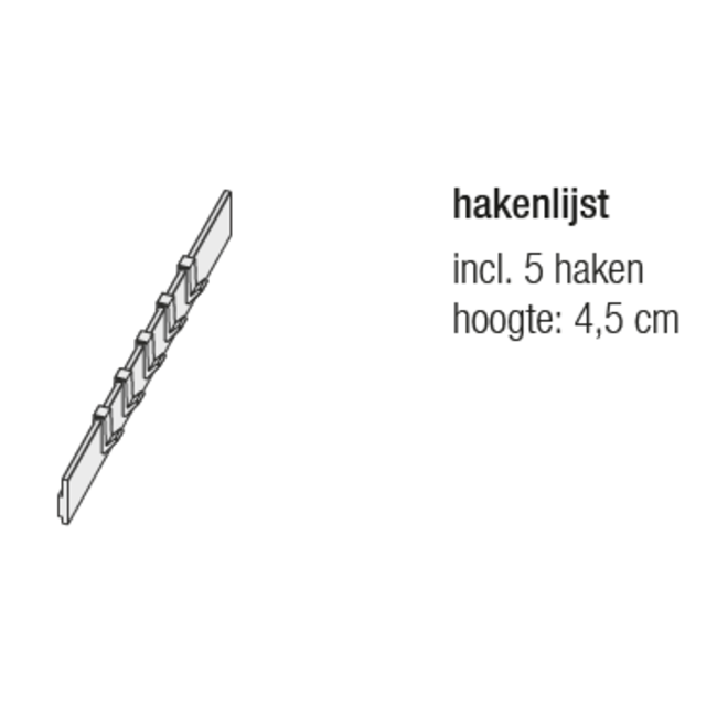 SieMatic MultiMatic hakenlijst aluminium, 37 cm breed