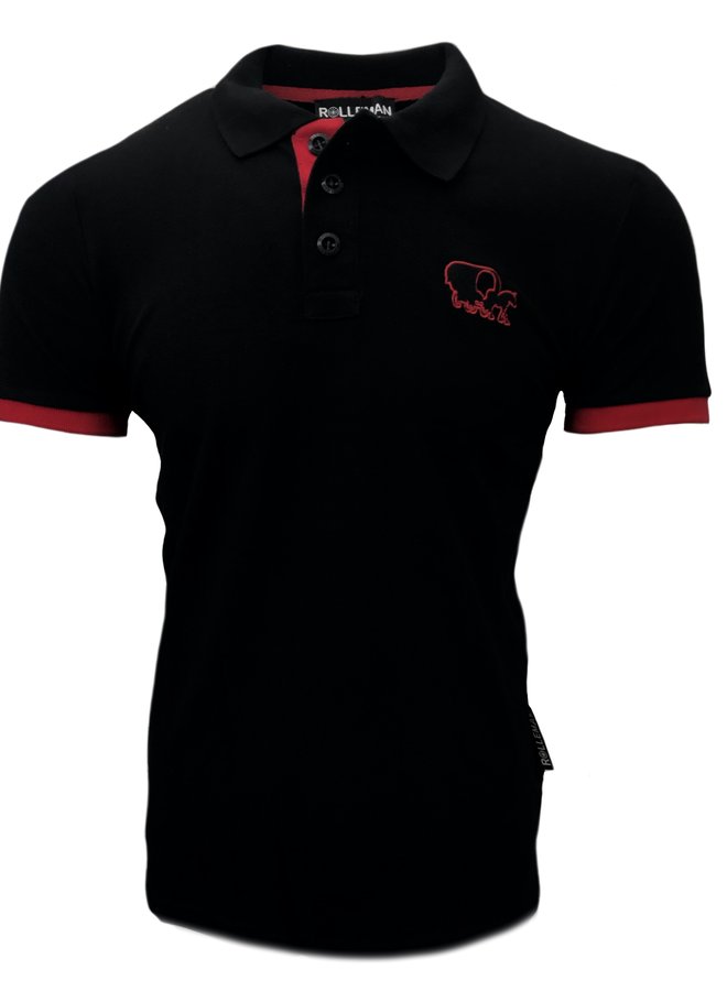 Polo Manfri  Basic (zwart-rood)